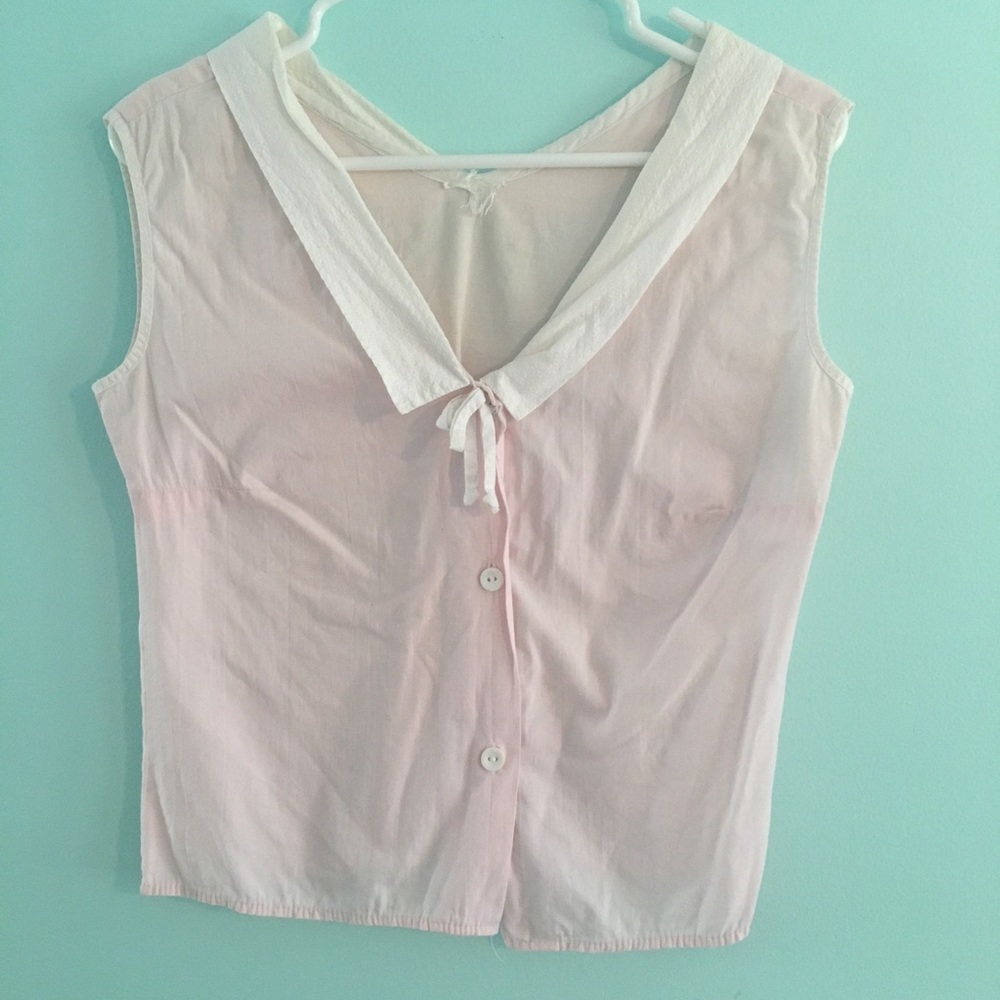 1950s sailor pastel pink cotton summer blouse